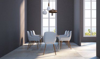 Kahverengi yemek odası iç