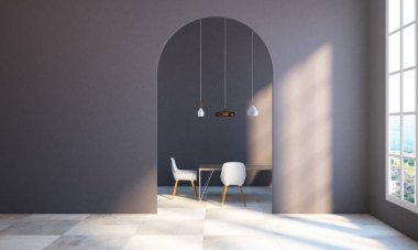 Kahverengi yemek odası iç, kapı