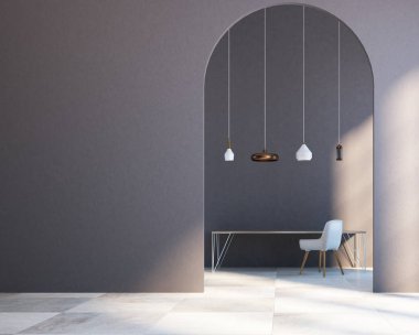 Bir kapı, bir ev ofis ile kahverengi Oda