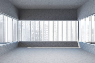 Beton duvarlar ile oda boş ofis