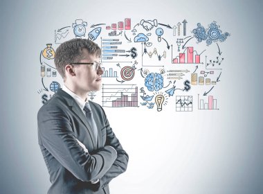 Planlama emin çapraz silahlı işadamı