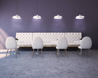 Mor lüks Restoran iç, kanepe ve sandalye