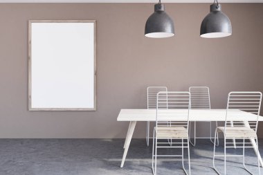 Kahverengi yemek odası iç, poster