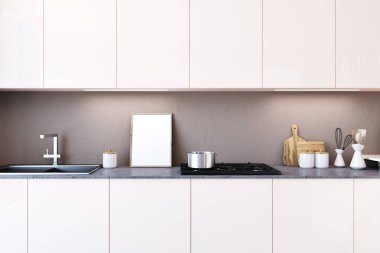 Beyaz mutfak tezgah, poster