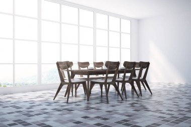 Beyaz yemek odası köşe