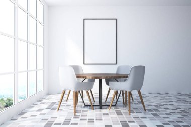 Beyaz yemek odası iç, bir poster