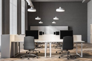 Koyu gri duvar ofis iç yakın çekim