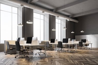 Siyah sandalye ofis köşe