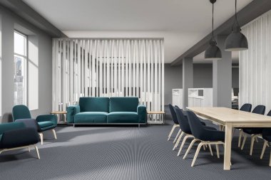 Mavi koltuk ofis bekleme odası