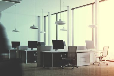 Loft beyaz ofis köşe tonda