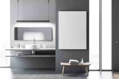 Beyaz ve gri banyo lavabo, poster