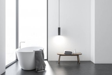 Loft beyaz banyo iç, yan görünüm