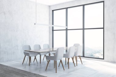 Panoramik beyaz yemek odası köşe