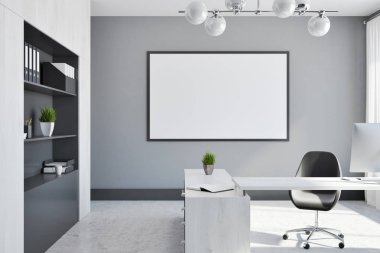 Beyaz ve gri şirket müdür ofis, poster