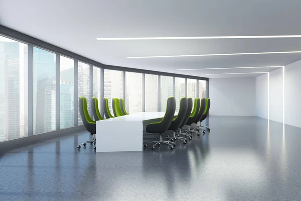 Sala de reuniones panorámica, sillones verdes —  Fotos de Stock
