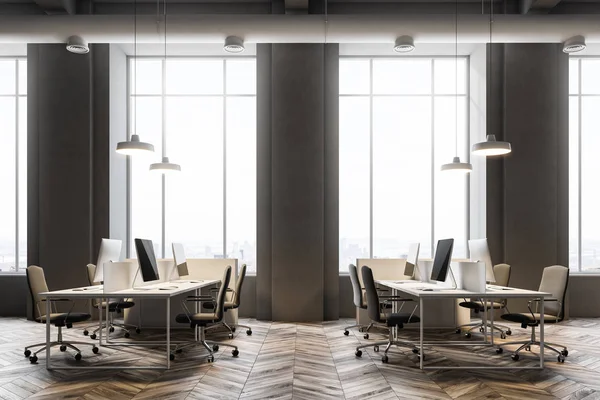 Koyu gri duvar ofis iç yan görünüm