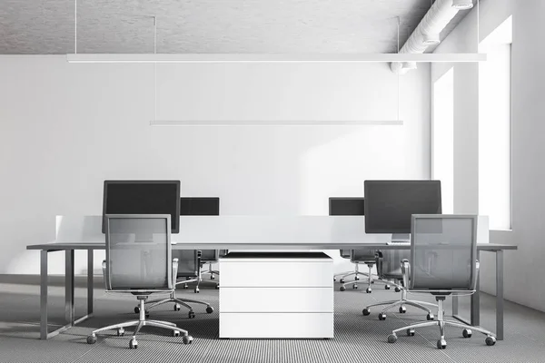 White wall office, front view, gray — Stock Photo, Image