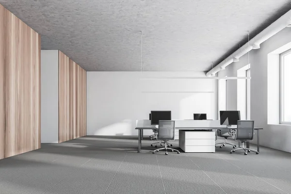 Fehér és sötét fából készült office — Stock Fotó