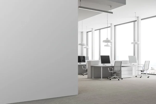Loft biały biuro rogu, makiety ściany — Zdjęcie stockowe
