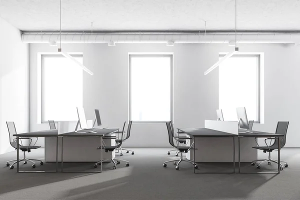 Panoramic office interior, gray — Stock Photo, Image