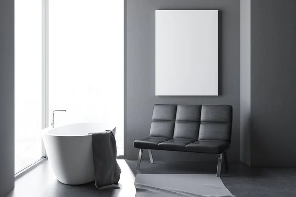 Loft grigio bagno interno, poster vista laterale — Foto Stock
