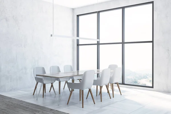 Panoramic white dining room corner — Stock Photo, Image