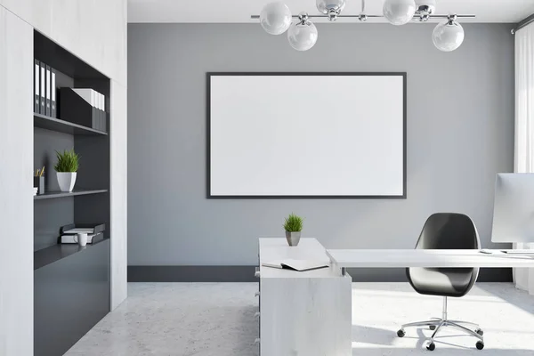 Weiß-graues Büro des Firmenchefs, Plakat — Stockfoto