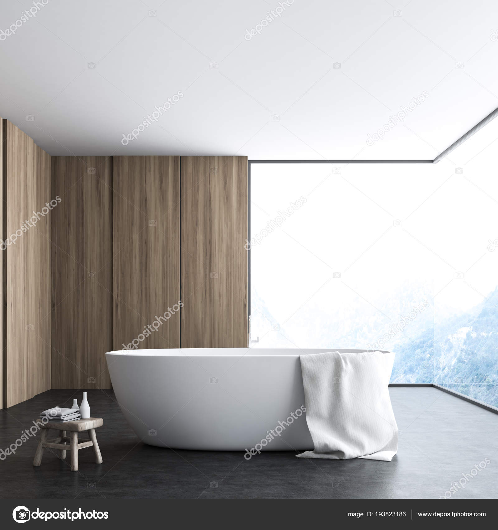Angolo bagno moderno con pavimento cemento pareti bianche legno una ... Un pavimento di cemento o legno