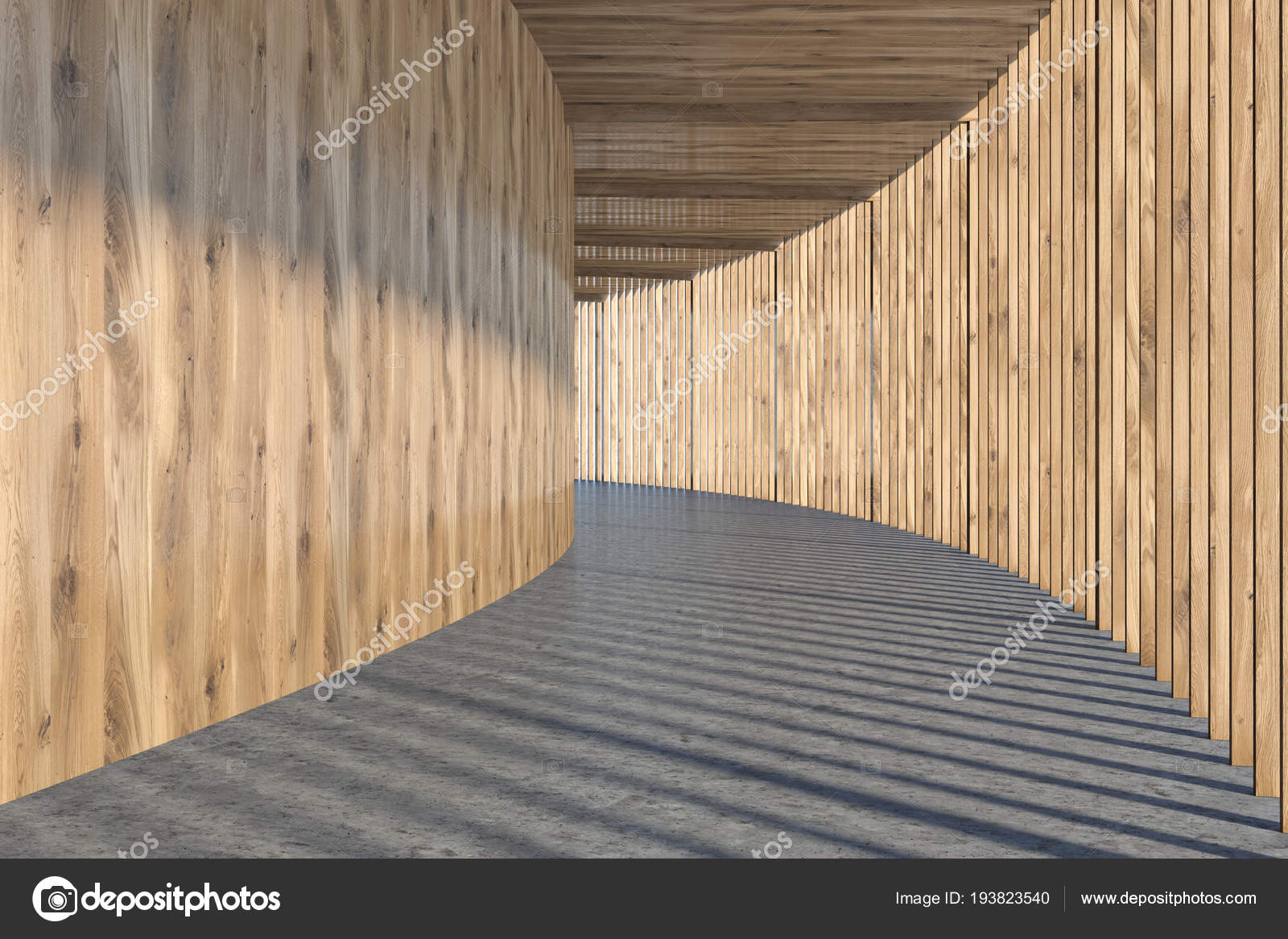 Wooden Wall Hall Building Concrete Floor Interior Design