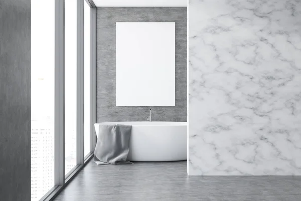 Interior Banheiro Parede Concreto Mármore Com Piso Concreto Uma Janela — Fotografia de Stock