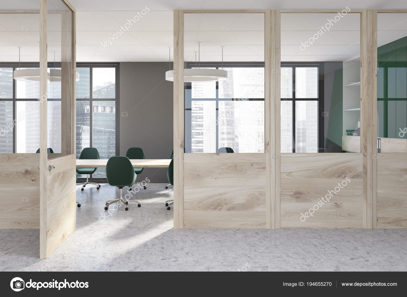 Gray Meeting Room Interior Office Lobby Stock Photo