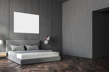 Gri yatak köşe, yatay poster