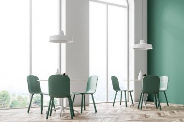 Beyaz ve yeşil Cafe, yan görünüm