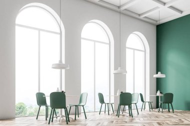 Yeşil ve beyaz café köşesi