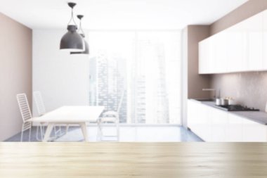 Modern panoramik mutfak iç, tablo