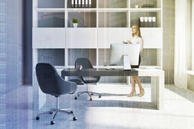 Ofis işyeri bilgisayar iş kadını ile