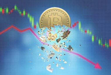 Bitcoin ve düşen bir grafik