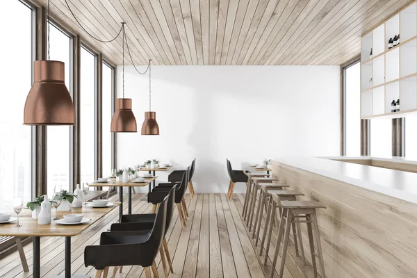 Interiér restaurace dřevěný strop — Stock fotografie