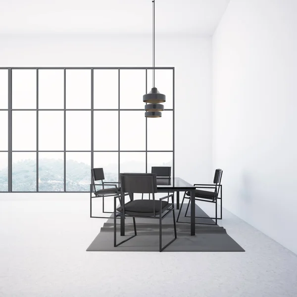 Moderna sala de jantar panorâmica cinza — Fotografia de Stock
