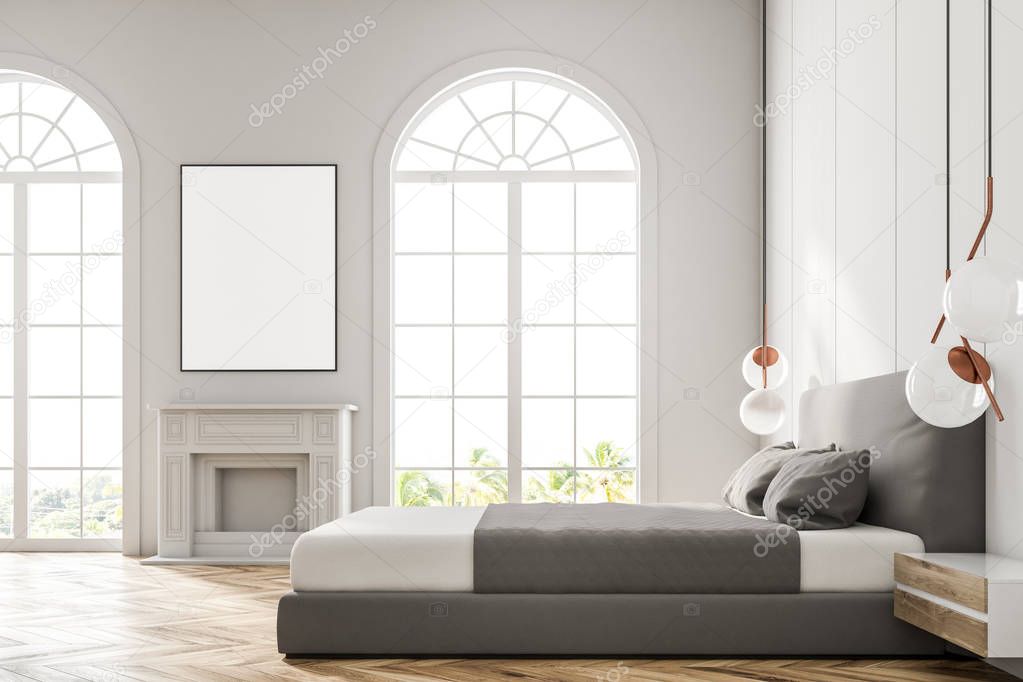 White arched window bedroom, poster