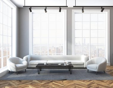 Loft oturma odası kanepe ve iki koltuk