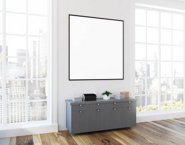 Çatı katında salon gri giyiniyor, poster yan görünüm