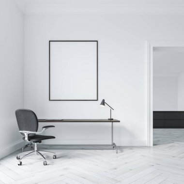 Beyaz ev ofis iç, poster minimalizm
