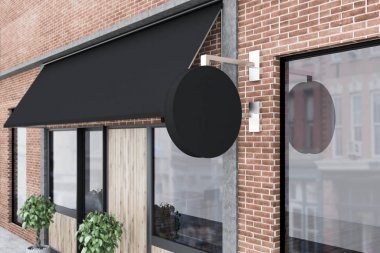 Bir modern pub dış, tabela yan görünüm