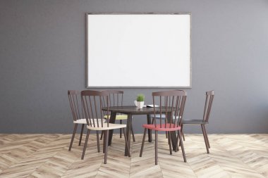 Gri yemek odası iç, poster