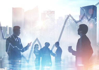 İş adamları Cityscape arka plan grafik söz