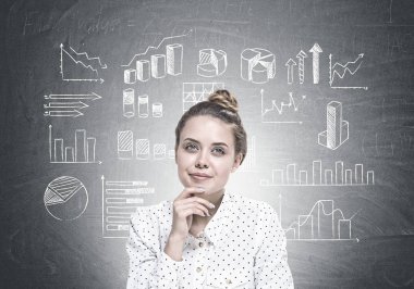 Rüya, grafikler gülümseyen genç kadın