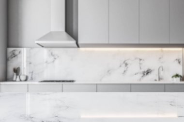 Gri mermer mutfak tezgahı bulanıklık