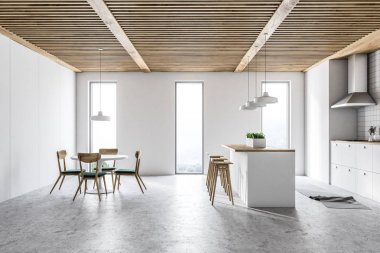 İç modern beyaz mutfak