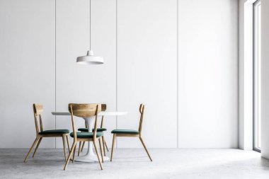 Modern beyaz yemek odası iç